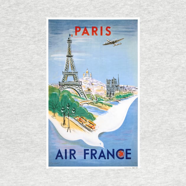 Vintage Travel Poster Paris Air France by vintagetreasure